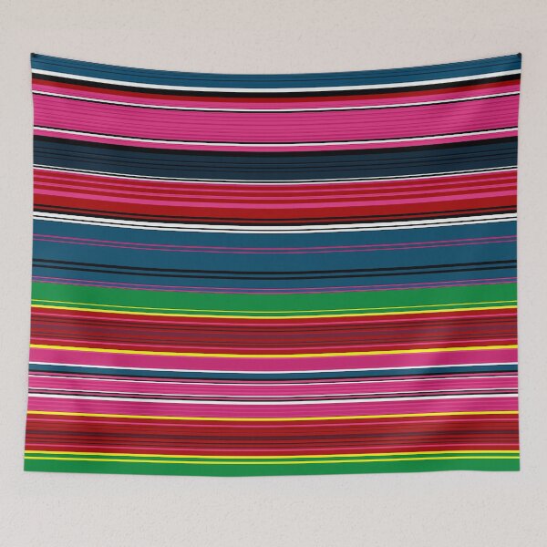 Item preview, Serape Manta Mexicana Poncho Patrón Multicolor Rayas Azul y Rosa designed and sold by Troy Krieger.