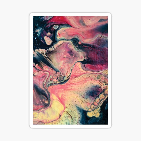 Pastel Pink Wispy Bubble - Acrylic Pour Cells Portrait Sticker