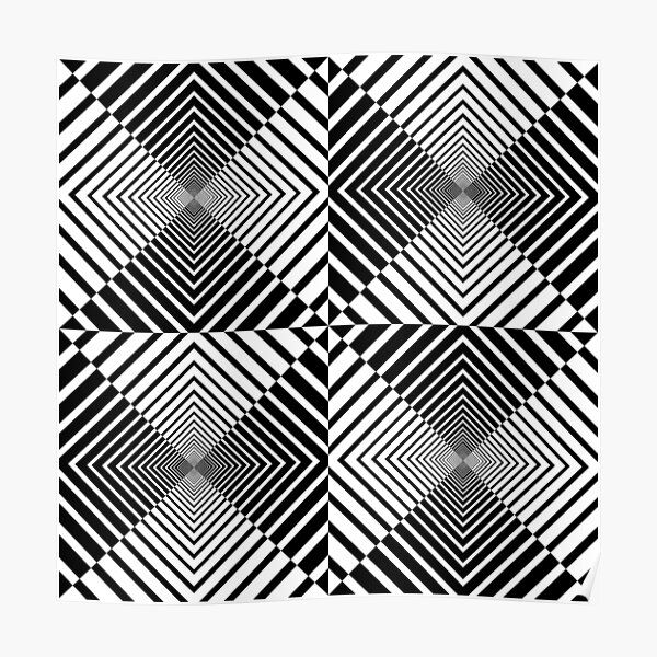 Rhombus, Squares, Op art, short for optical art, is a style of visual art that uses optical illusions Poster