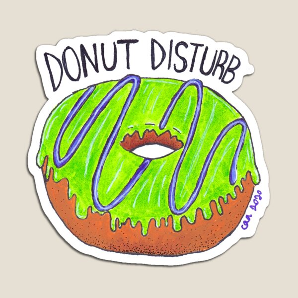 Item preview, Donut Disturb Green and Purple Donut Drawing designed and sold by StrangeAlienArt.