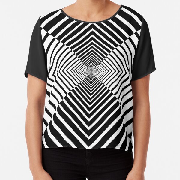 Rhombus, Squares, Op art, short for optical art, is a style of visual art that uses optical illusions Chiffon Top