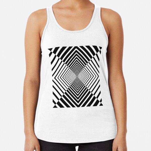 Rhombus, Squares, Op art, short for optical art, is a style of visual art that uses optical illusions Racerback Tank Top