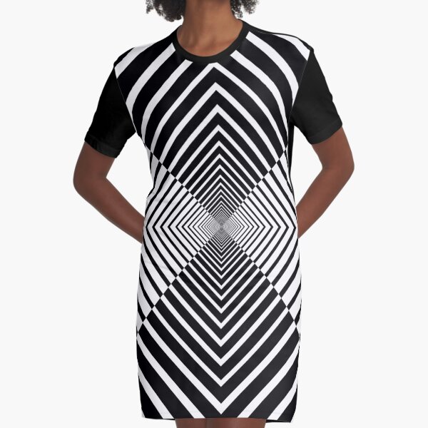 Rhombus, Squares, Op art, short for optical art, is a style of visual art that uses optical illusions Graphic T-Shirt Dress