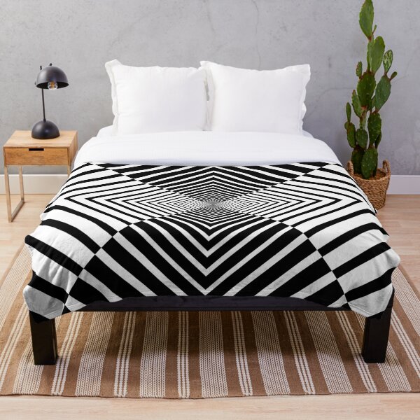 Rhombus, Squares, Op art, short for optical art, is a style of visual art that uses optical illusions Throw Blanket