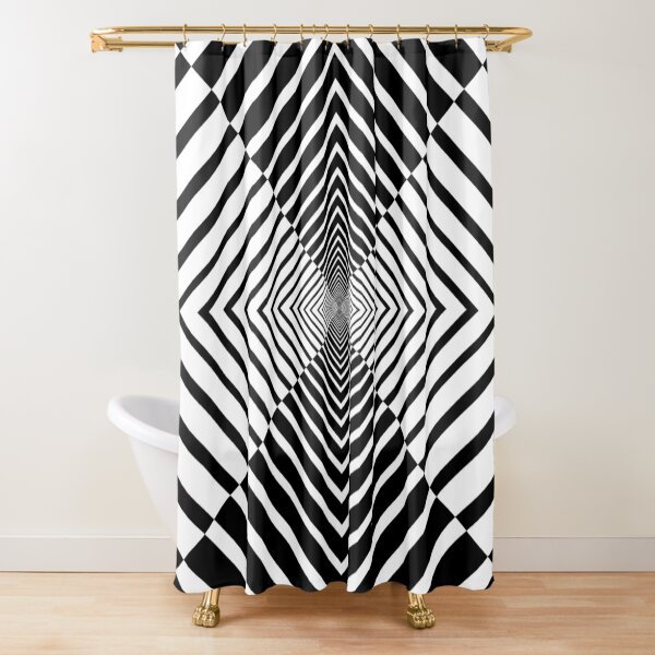 Rhombus, Squares, Op art, short for optical art, is a style of visual art that uses optical illusions Shower Curtain
