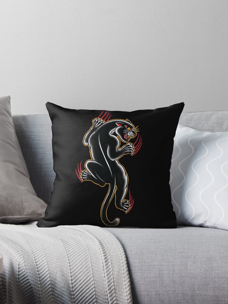 Traditional Tattoo Panther illustration Pillow for Sale by SevenRelics Redbubble