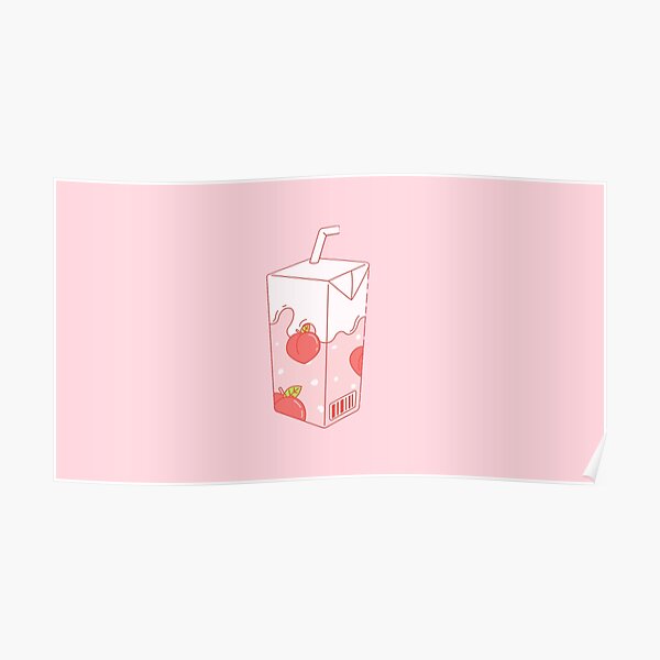 Peach Milk Cute Cartoon Kawaii Poster By Mimosadesigns Redbubble