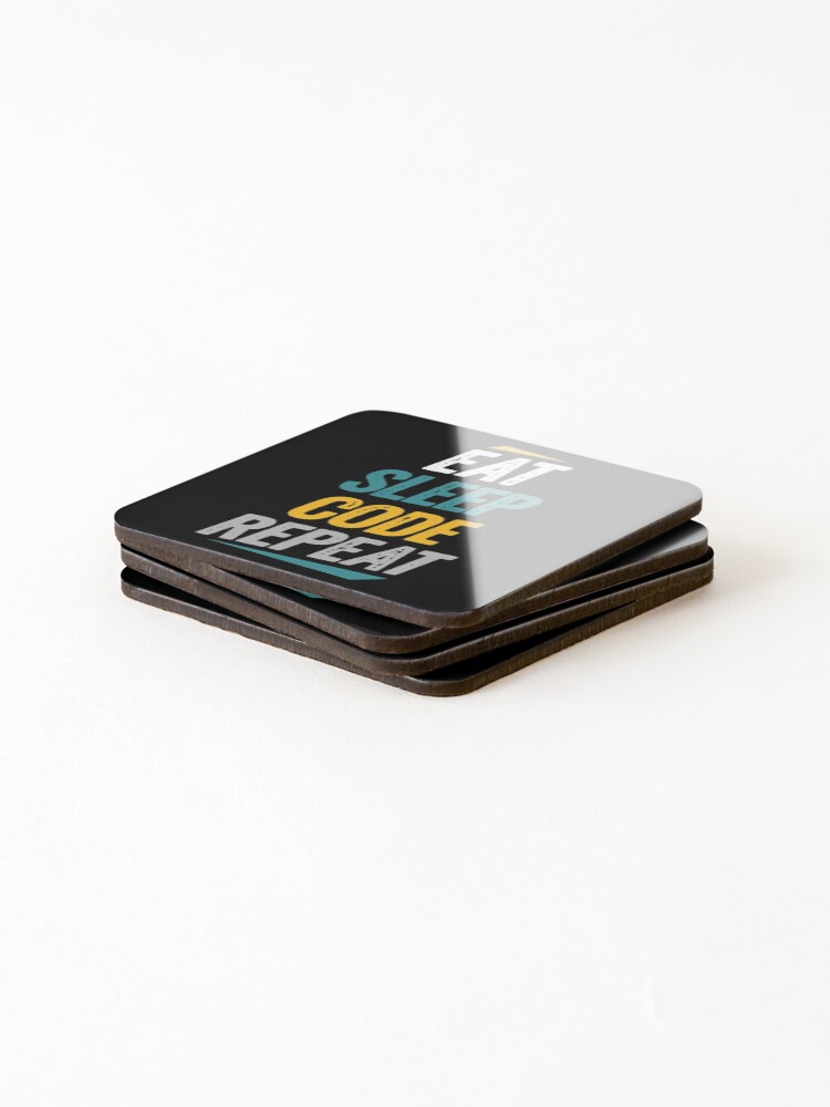 Thumbnail 4 of 5, Coasters (Set of 4), Eat Sleep Code Repeat Programmers and Developers designed and sold by Go-Fun.