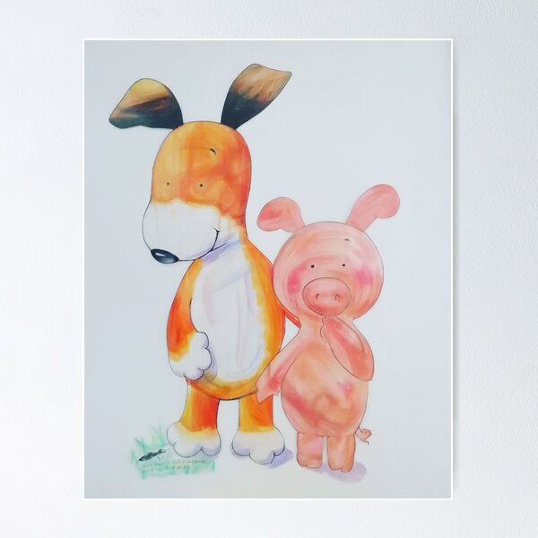 Kipper the dog, Arnold the pig and ant. Illustration Poster