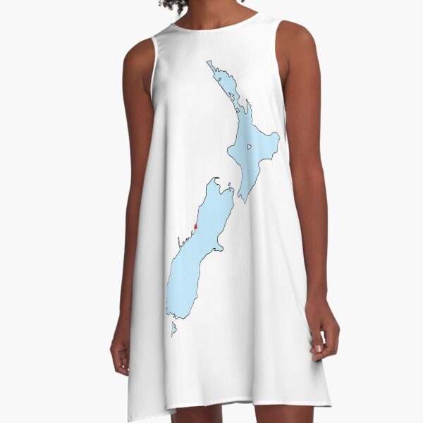 New Zealand-Map-Outline-Home-Sticker-Blue A-Line Dress for Sale by  LatitudeNZ