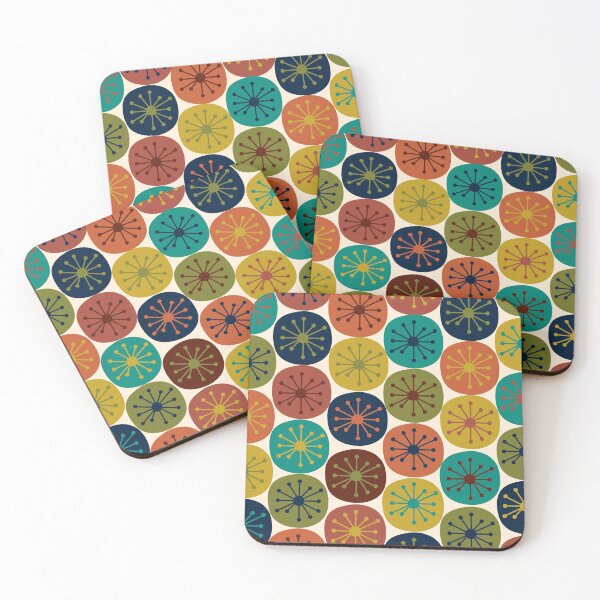 Item preview, Atomic Age Retro Dots - Midcentury Modern Pattern in Mid Mod Turquoise, Olive Green, Mustard, Orange, Blue, and Cream designed and sold by kierkegaard.
