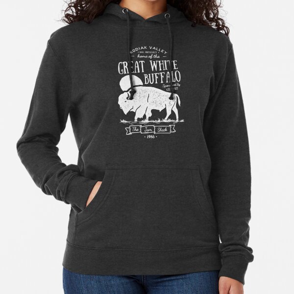  Great White Buffalo Kodiak Valley Ski Resort Lightweight Hoodie