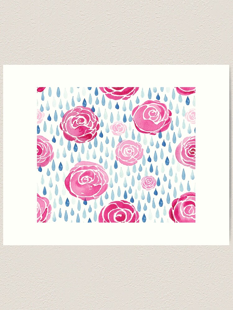 Alternate view of Raindrops on roses - white background Art Print