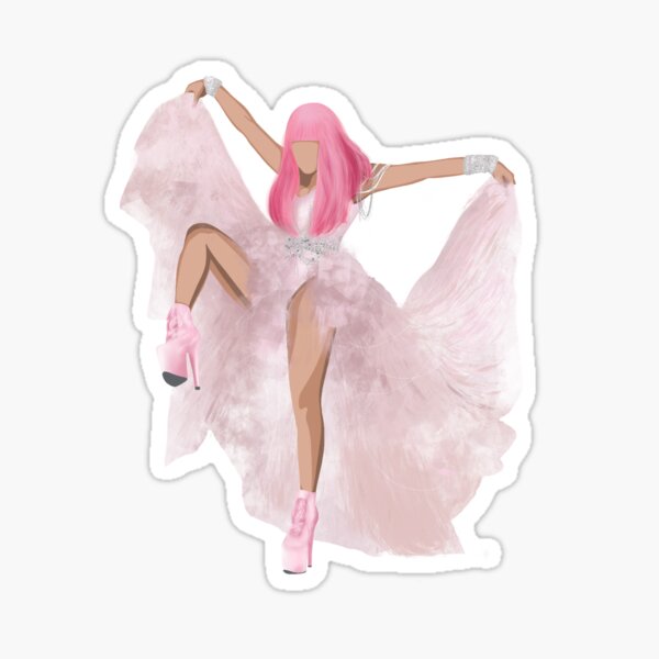 Nicki Minaj, Chun-Li, pink Friday, pink print, feeling myself, Illustration, female figure, silhouette, 90s, 00s nostalgia Sticker