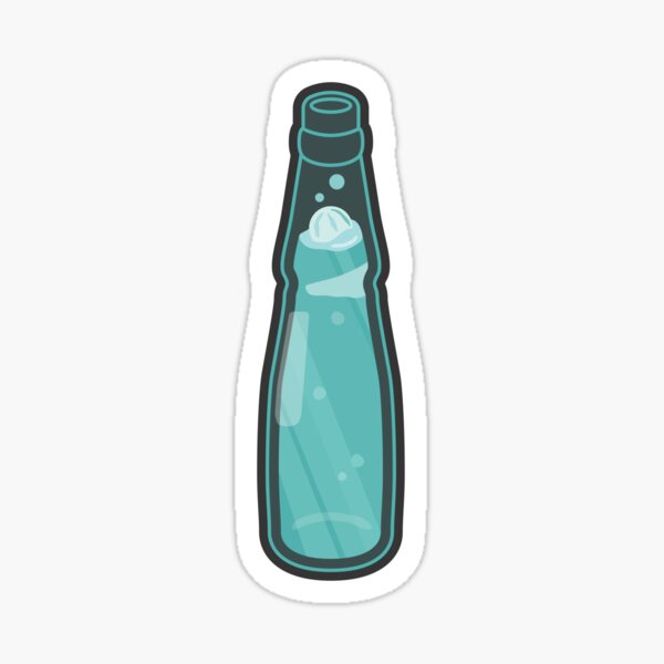 Teal Ramune Soda with Dark Grey Background Sticker