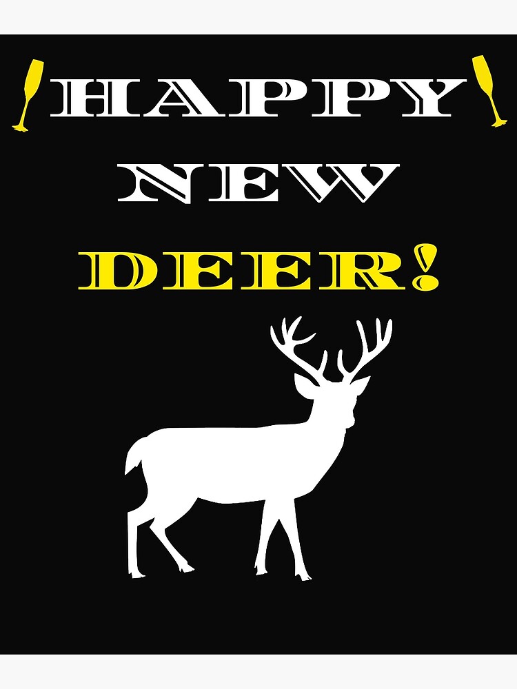 Happy New Deer Funny New Years Eve Greeting Card