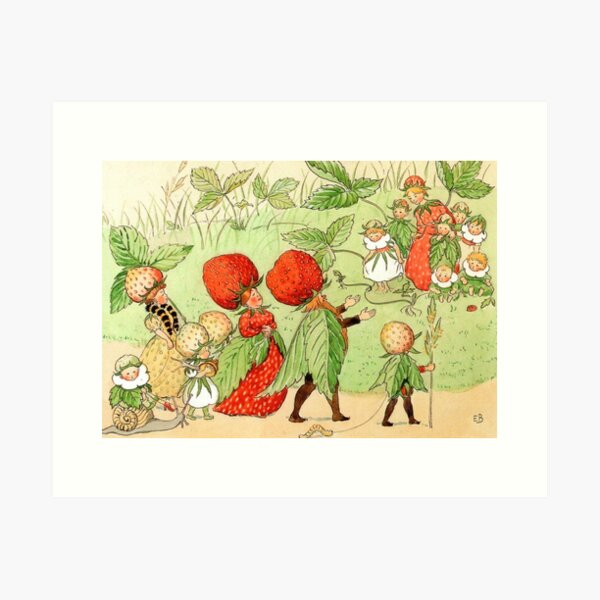 “The Strawberry Family” by Elsa Beskow (1923) Art Print