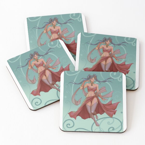 Item preview, Oriental style fantasy pinup - green background designed and sold by hoshimem.