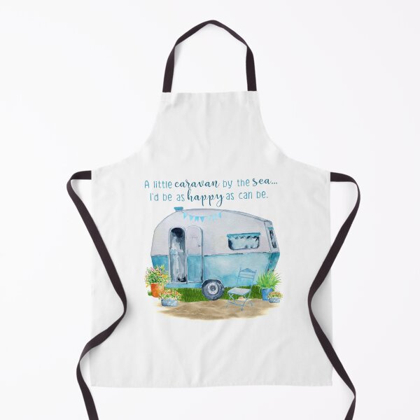 Item preview, A little caravan by the sea - A watercolor vintage camper setting with fun quote for the lover of the glamping lifestyle. designed and sold by ReefCoast.