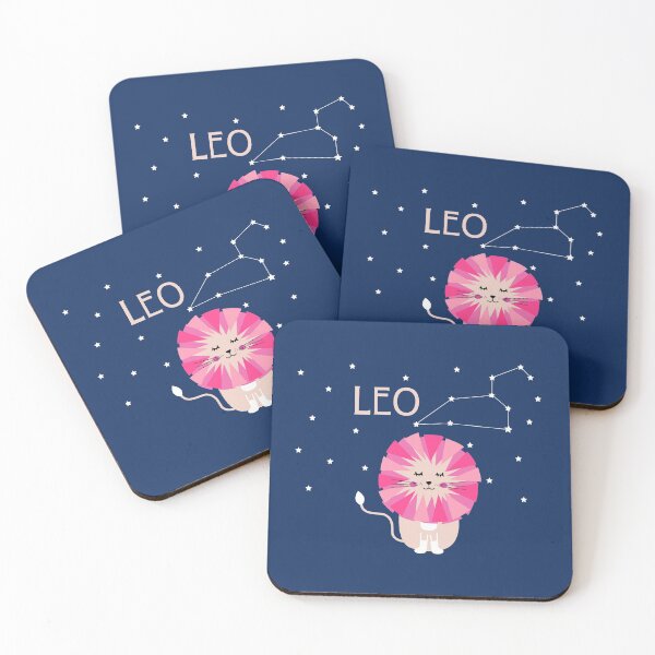 Artikelvorschau, Sternzeichen Leo der rosa Löwe entworfen und verkauft von CoralFoxDesigns.