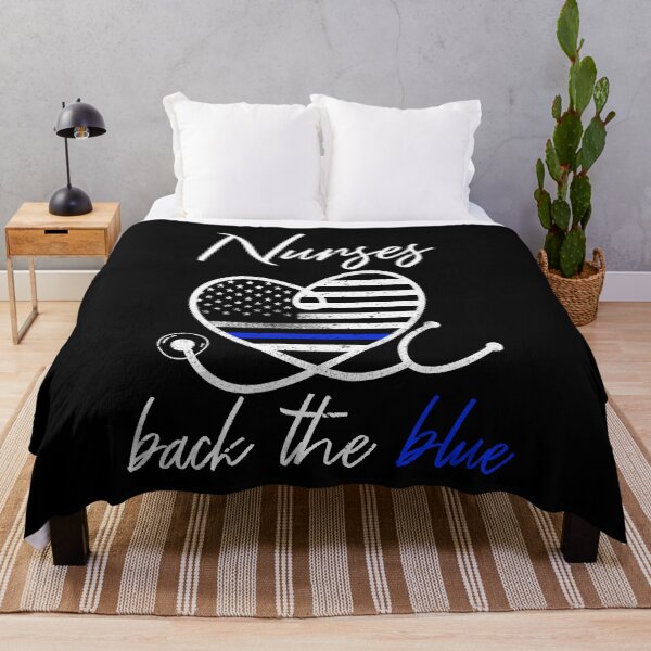 Item preview, Womens Nurses Back the Blue Thin Blue Line American Flag Shirt designed and sold by Kamnna.