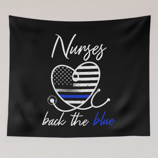 Item preview, Womens Nurses Back the Blue Thin Blue Line American Flag Shirt designed and sold by Kamnna.