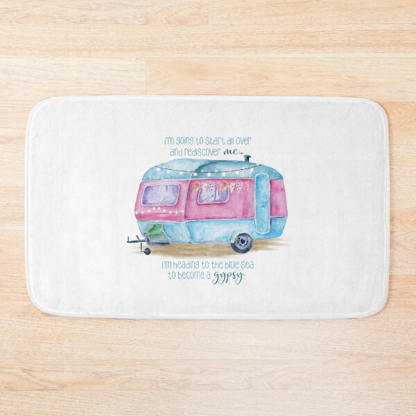 Item preview, Heading to the Blue Sea - A watercolor vintage camper setting with fun quote for the lover of the glamping lifestyle. designed and sold by ReefCoast.