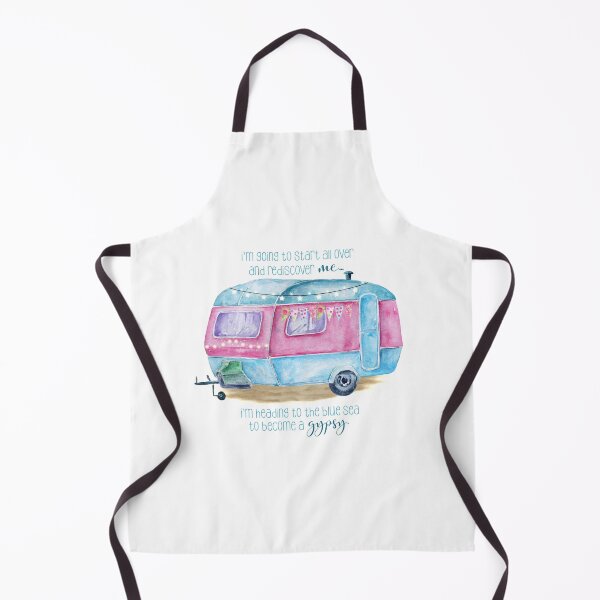 Item preview, Heading to the Blue Sea - A watercolor vintage camper setting with fun quote for the lover of the glamping lifestyle. designed and sold by ReefCoast.