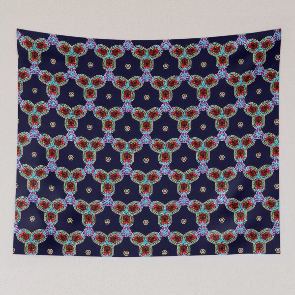 Item preview, MOUCHARABIEH 11 pattern oriental triangles petale psychedelic electric royal blue red pink fushia designed and sold by dragonemma.