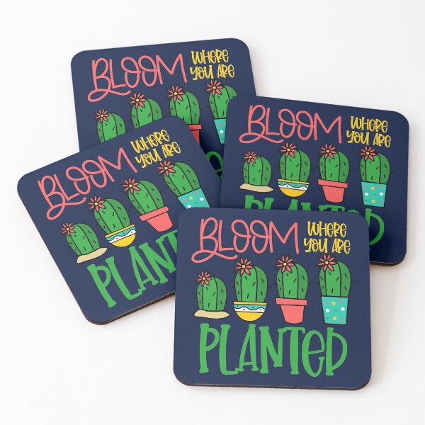Item preview, Bloom where you are planted cute cactus succulents inspirational quote designed and sold by GoodyLeo.