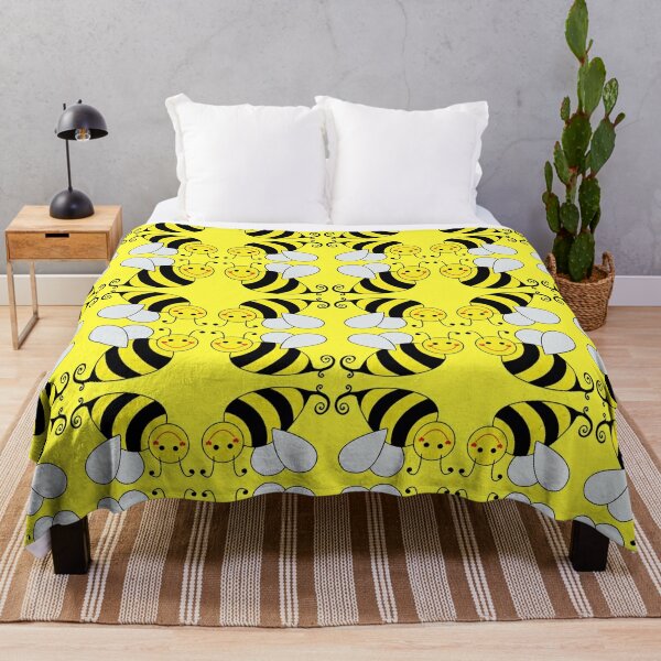 Bee Blanket - Cute Bee Gifts for Women Bee Lovers- Bee Throw Blankets -  Bees Cozy Soft Kawaii Cartoon Plush Yellow Blanket - Christmas Birthday  Gifts