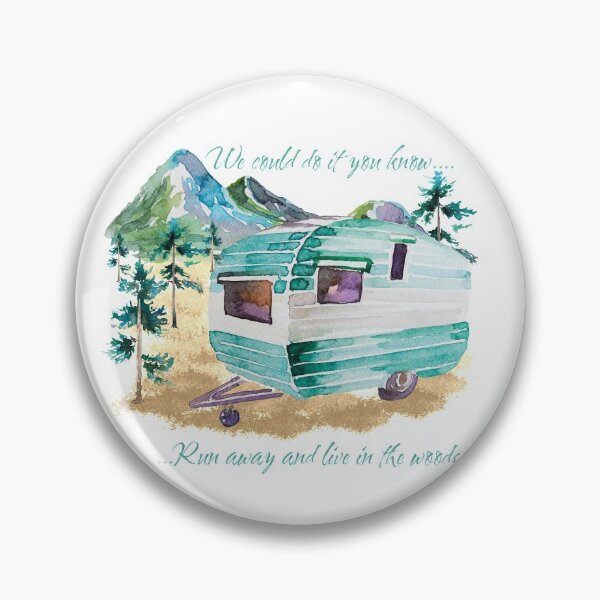 Item preview, Run away to the woods - A watercolor vintage camper setting with fun quote for the lover of the glamping lifestyle. designed and sold by ReefCoast.