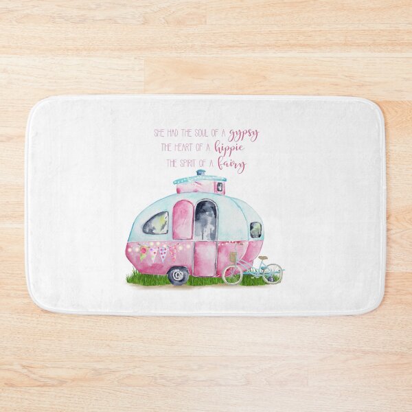 Item preview, Soul of a Gypsy, Heart of a Hippie, Spirit of a Fairy - A watercolor vintage camper setting with fun quote for the lover of the glamping lifestyle. designed and sold by ReefCoast.