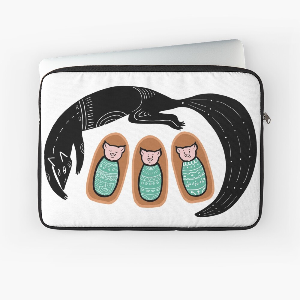 Newborn 3 Little Pigs and the big bad wolf Laptop Sleeve