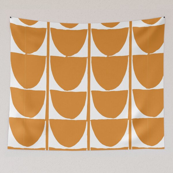 Item preview, Mid Century Mod Atomic orange and white abstract pattern designed and sold by beach4good.