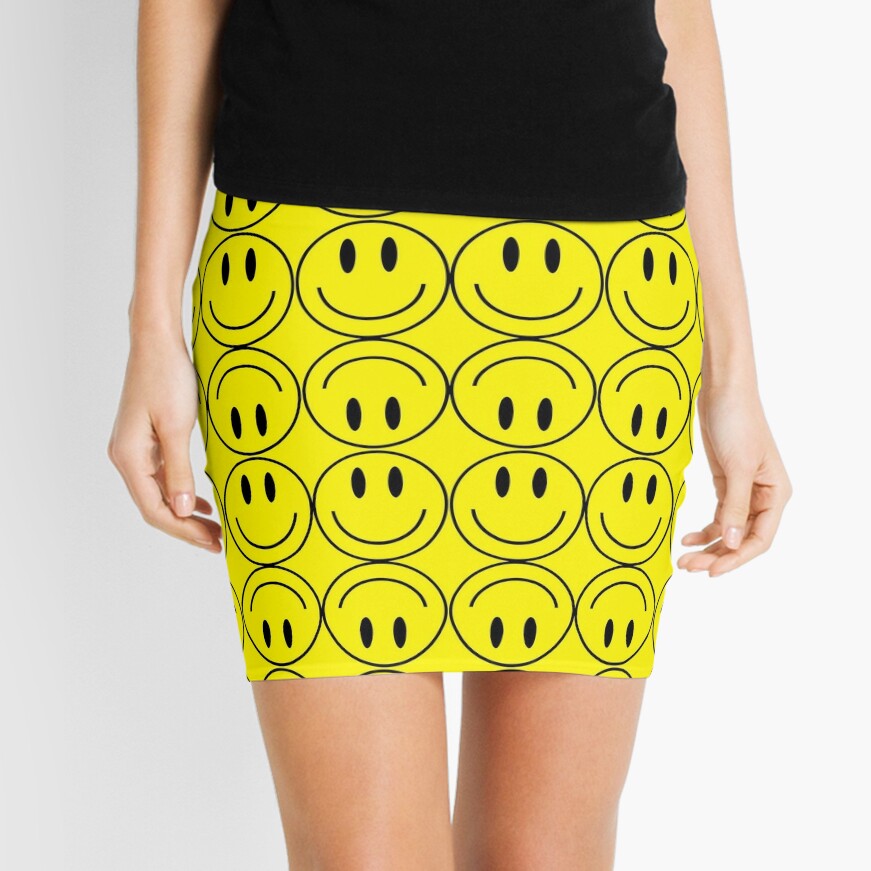 Smile Happy Faces Pattern Mini Skirt