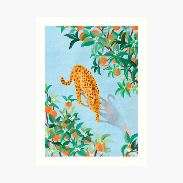 Leopard and Orange Trees Art Print