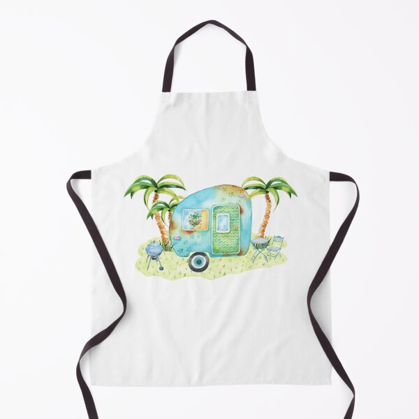 Item preview, Retro Vintage Glamping Camper Watercolor Scene designed and sold by ReefCoast.