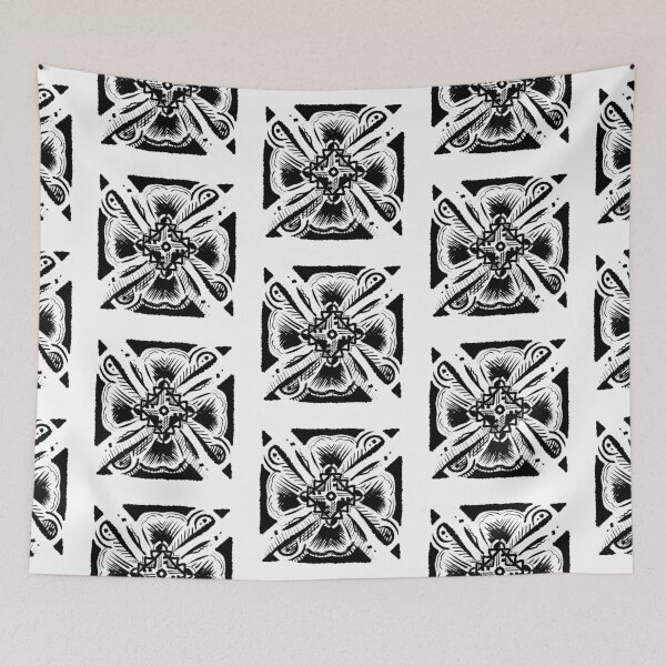 Item preview, Black and White Tribal Flower Mandala Textured designed and sold by Callmejohn.