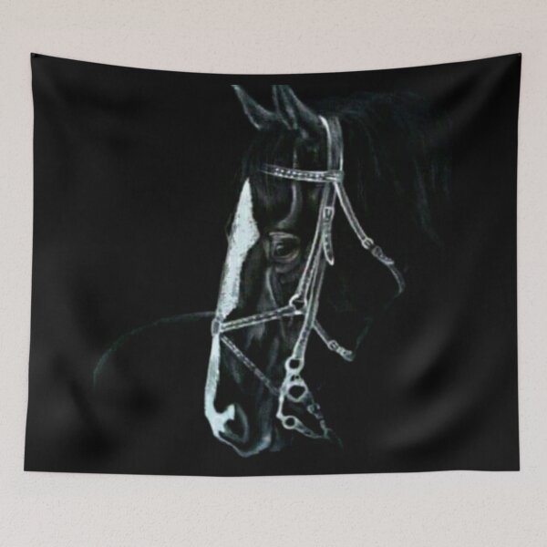 Item preview, Horse portrait drawing back and white designed and sold by horseaddicted.