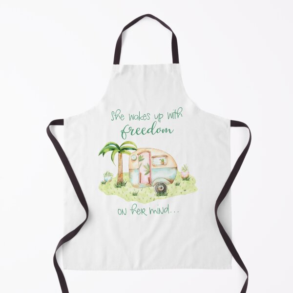 Item preview, Watercolor Camper Caravan with Quote - "She Wakes up with Freedom on Her Mind". designed and sold by ReefCoast.