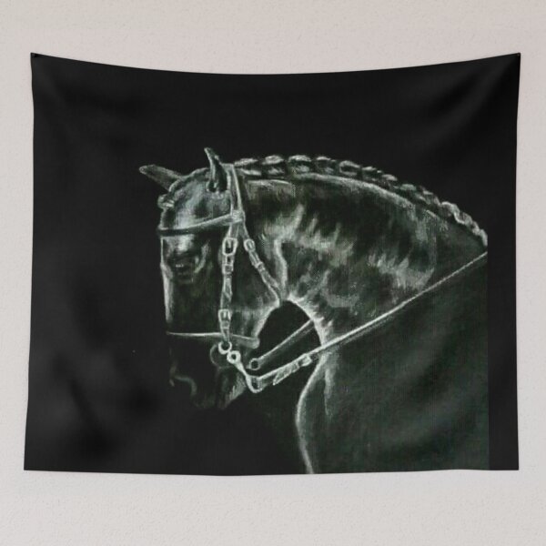 Item preview, Horse portrait white on black designed and sold by horseaddicted.
