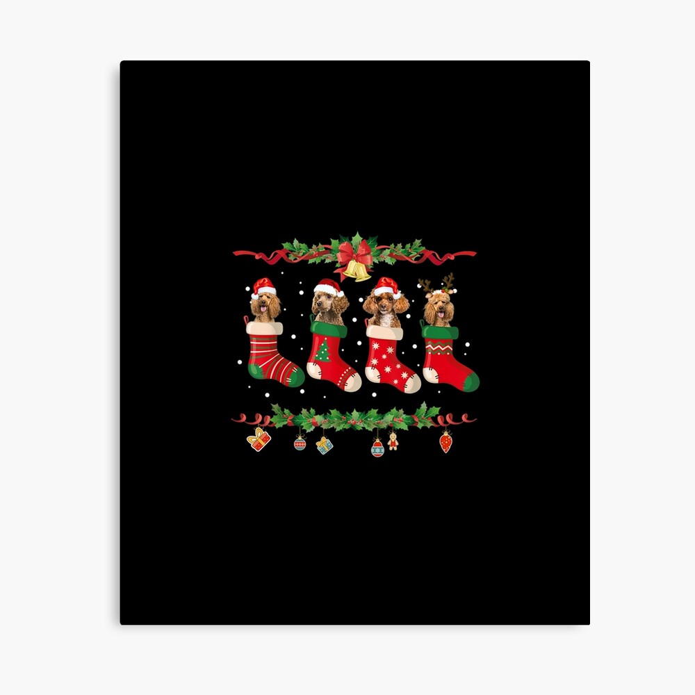 16x16 Multicolor Dog Lover and Christmas Tree Lovers Xmas Christmas Socks Poodle Chistmas Season Throw Pillow