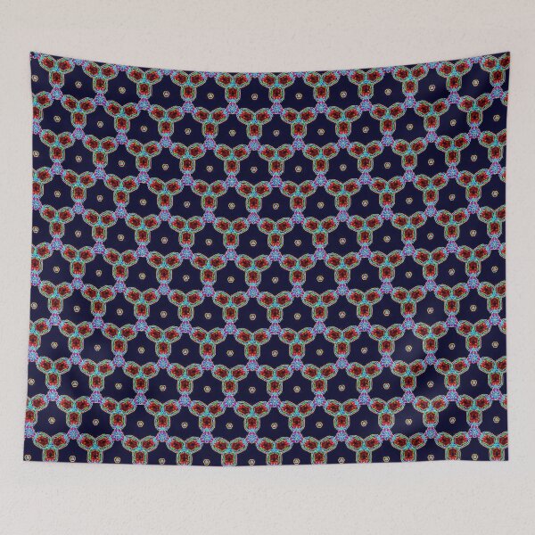 Item preview, MOUCHARABIEH 12 pattern oriental triangles petale psychedelic electric royal blue pink fuschia red designed and sold by dragonemma.