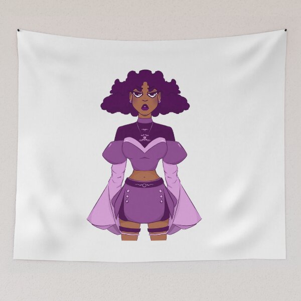 Item preview, Superhéroe anime dibujos animados niña negra con cabello morado designed and sold by gi-gianna.