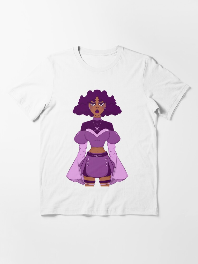 Schwarzes Madchen Des Superhelden Anime Cartoons Mit Lila Haaren T Shirt Von Gi Gianna Redbubble