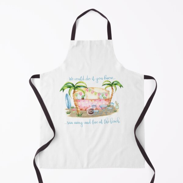 Item preview, Retro Vintage Camper Caravan Beach Scene with quote - "We Could Do It You Know...Run Away and Live at the Beach". designed and sold by ReefCoast.