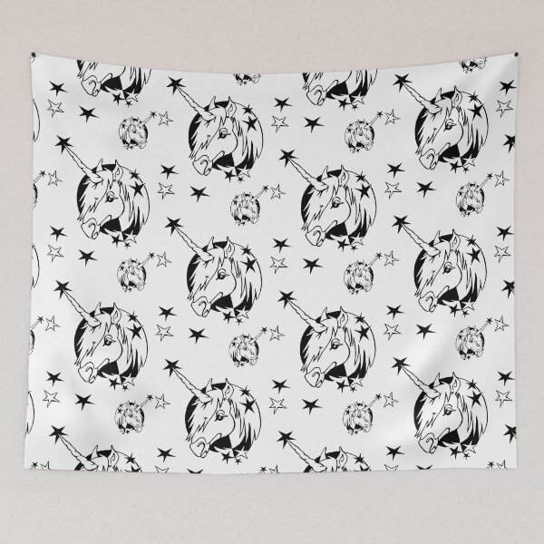 Item preview, christmas unicorn minimal black white gift designed and sold by badlydrawnbabe.