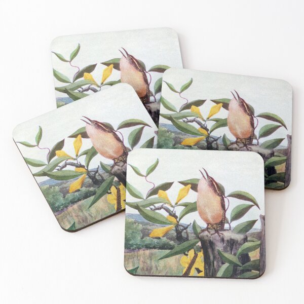 Item preview, Carolina Wrens on Yellow Jessamine designed and sold by fenneltea.