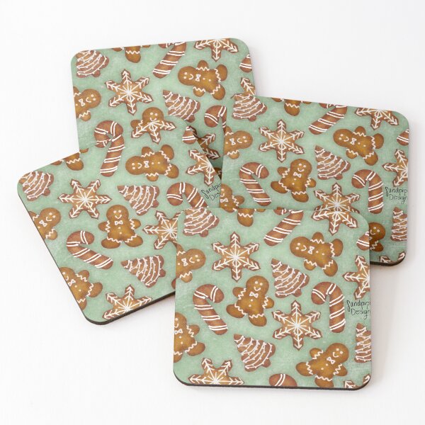 Item preview, gingerbread cookies green background  designed and sold by sandpiperdesigns.
